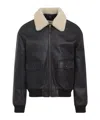 Celine Aviator Jacket With Ribbed Cuffs And Hem In Black
