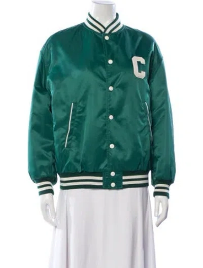 Pre-owned Celine Bomber Nylon Bomber Jacket In Green
