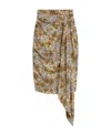 Celine Animal Patterned Silk Midi Skirt With Knotted Band In Nude