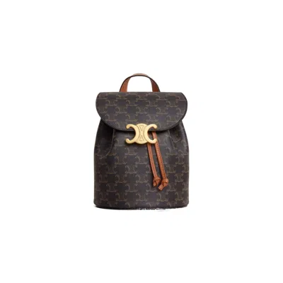 Celine Bonnie Coated Canvas Backpack In Brown