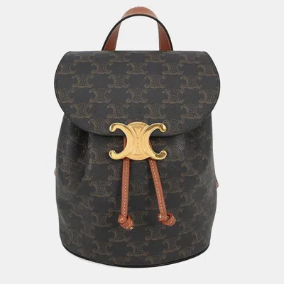 Pre-owned Celine Bonnie Triomphe Backpack Tan118702cas 04lu Pvc Leather In Brown