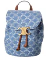 Celine Bonnie Triomphe Denim & Leather Backpack In Blue