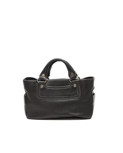 Celine Céline Boogie Leather Handbag In Black