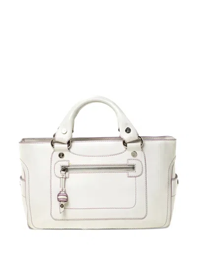 Pre-owned Celine Boogie Leather Tote Bag In White