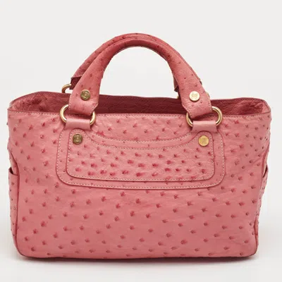 Pre-owned Celine Boogie Pink Ostrich Tote