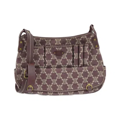 Pre-owned Celine Bordeaux Denim Shoulder Bag ()