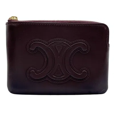 Pre-owned Celine Bordeaux Leather Coin Purse/coin Case () In Burgundy