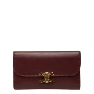 Pre-owned Celine Bordeaux Leather Wallet (tri-fold) () In Burgundy