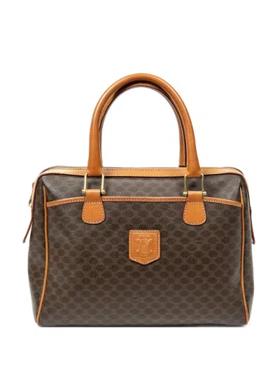 Pre-owned Celine Boston Macadam Canvas Tote Bag In Brown