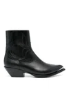 Celine Men Leon Zipped Boot With Metal Toe In Shiny Calfskin In Black