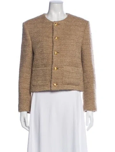 Pre-owned Celine Boucle Wool Jacket In Neutrals