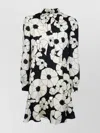 Celine Bow Floral High Neck Long Sleeve Dress In Black