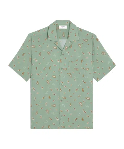 Celine Bowling Shirt In Paisley Print Viscose In Green
