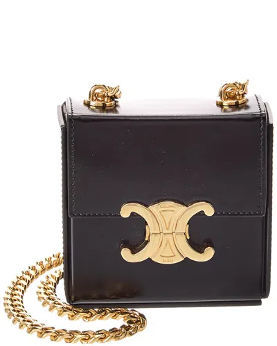 Celine Box Triomphe Mini Leather Crossbody (authentic Pre-loved) In Black