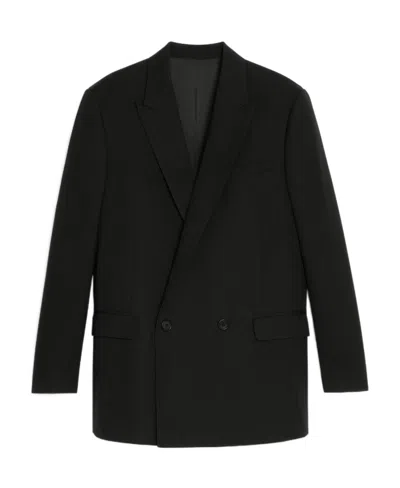 Celine Boxy Jacket In Striped Wool In Black