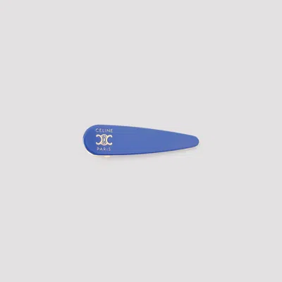Celine Navy Gold Hair Clip In Blue