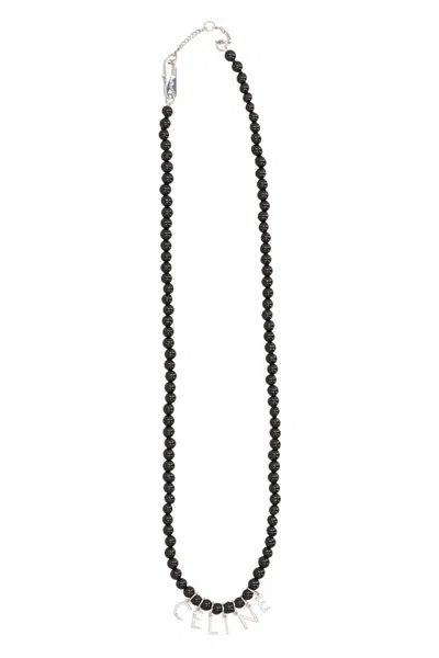 Celine Monochrome Beaded Necklace With In Black
