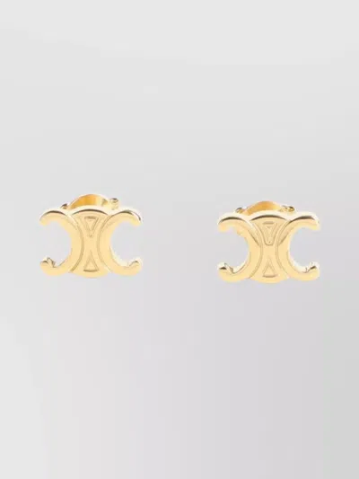 Celine Brass Stud Earrings In Gold Tone