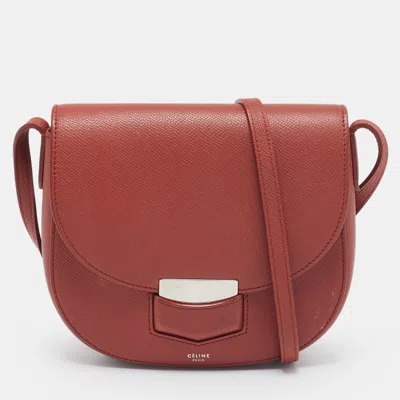 Pre-owned Celine Brick Brown Leather Small Trotteur Crossbody Bag