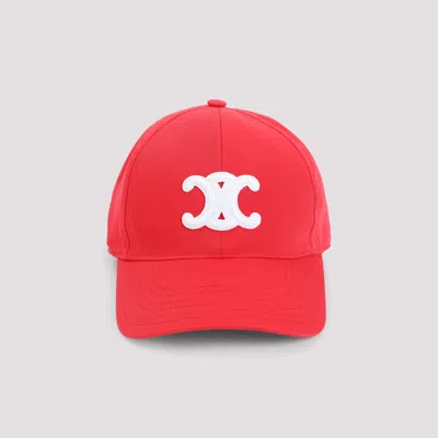 Celine Bright Red Cotton Triomphe Baseball Hat In Purple