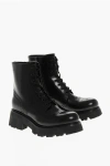 Celine Brogue Leather Triomphe Rangers Combat Booties With Carrion In Black