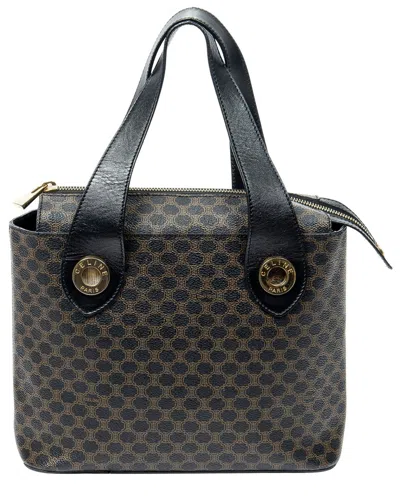 Celine Brown & Black Macadam Coated Canvas Zip Tote (authentic Pre-loved)