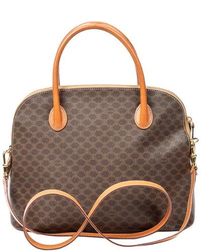 Celine Brown & Tan Macadam Coated Canvas Convertible Dome Tote (authentic Pre-  Loved)