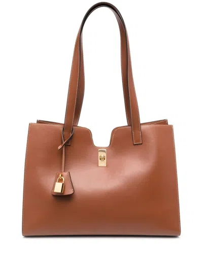 Celine Brown Cabas 16 Leather Tote Bag In Black