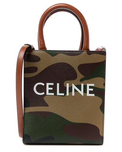 Celine Brown Calfskin Coated Canvas Mini Vertical Cabas (authentic Pre-loved)