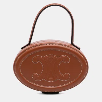 Pre-owned Celine Brown Calfskin Cuir Triomphe Oval Handbag