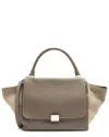 Celine Trapeze Medium Leather Satchel In Gray