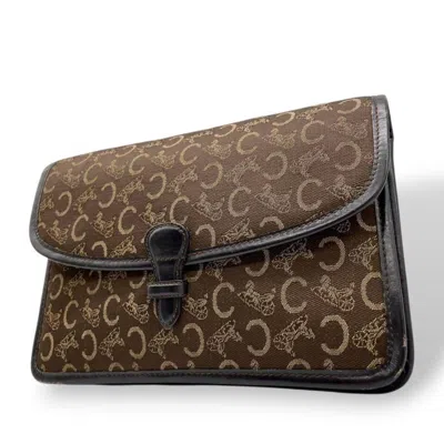 Pre-owned Celine Brown Canvas Leather Clutch Bag ()