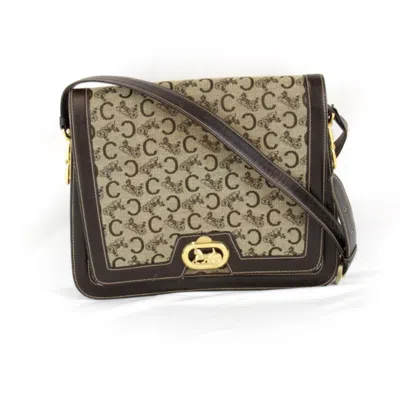 Pre-owned Celine Brown Canvas Leather Shoulder Bag ()