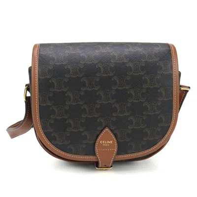 Pre-owned Celine Brown Canvas Leather Shoulder Bag ()
