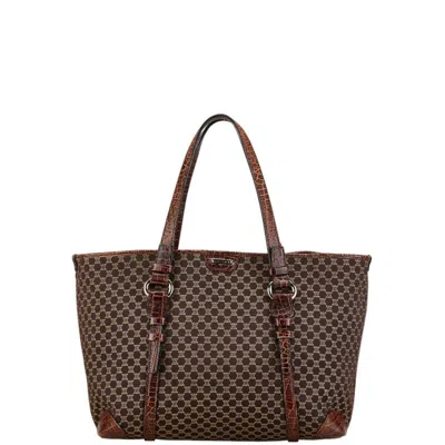 Pre-owned Celine Brown Canvas Leather Shoulder Bag Tote Bag ()