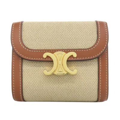 Pre-owned Celine Brown Canvas Leather Wallet (bi-fold) ()