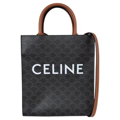 Pre-owned Celine Brown Canvas Small Triomphe Vertical Cabas Tote Bag