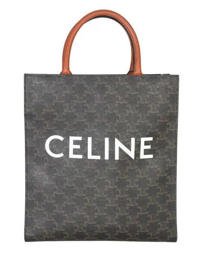 Celine Brown Canvas Small Vertical Cabas (authentic Pre-loved) In Multi