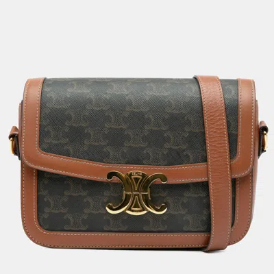 Pre-owned Celine Brown Classique Triomphe Coated Canvas Triomphe Crossbody
