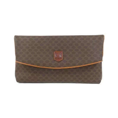 Pre-owned Celine Brown Coated Canvas Clutch Bag ()