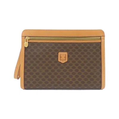 Pre-owned Celine Brown Coated Canvas Clutch Bag ()