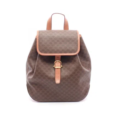 Pre-owned Celine Brown Coated Canvas Leather Backpack Handbag ()