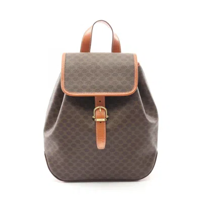 Pre-owned Celine Brown Coated Canvas Leather Backpack ()