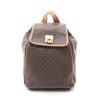 Pre-owned Celine Brown Coated Canvas Leather Backpack ()