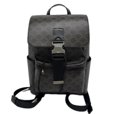 Pre-owned Celine Brown Coated Canvas Leather Backpack ()