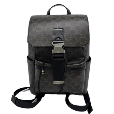 Pre-owned Celine Brown Coated Canvas Leather Backpack ()