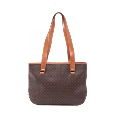 Pre-owned Celine Brown Coated Canvas Leather Handbag Tote Bag ()