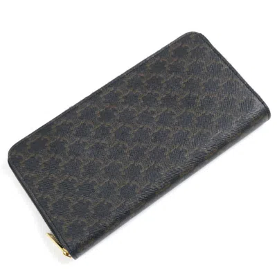 Pre-owned Celine Brown Coated Canvas Leather Long Wallet (bi-fold) ()