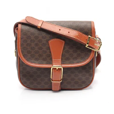 Pre-owned Celine Brown Coated Canvas Leather Shoulder Bag ()