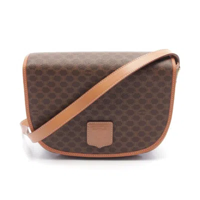 Pre-owned Celine Brown Coated Canvas Leather Shoulder Bag ()
